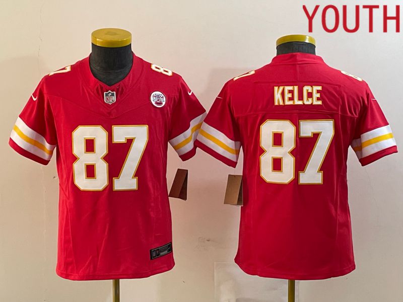 Youth Kansas City Chiefs 87 Kelce Red Nike Vapor F.U.S.E. Limited NFL Jerseys